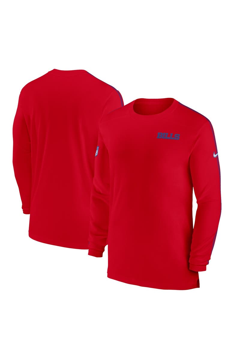 Nike Men's Nike Red Buffalo Bills Sideline Coach UV Performance Long Sleeve T-Shirt, Main, color,