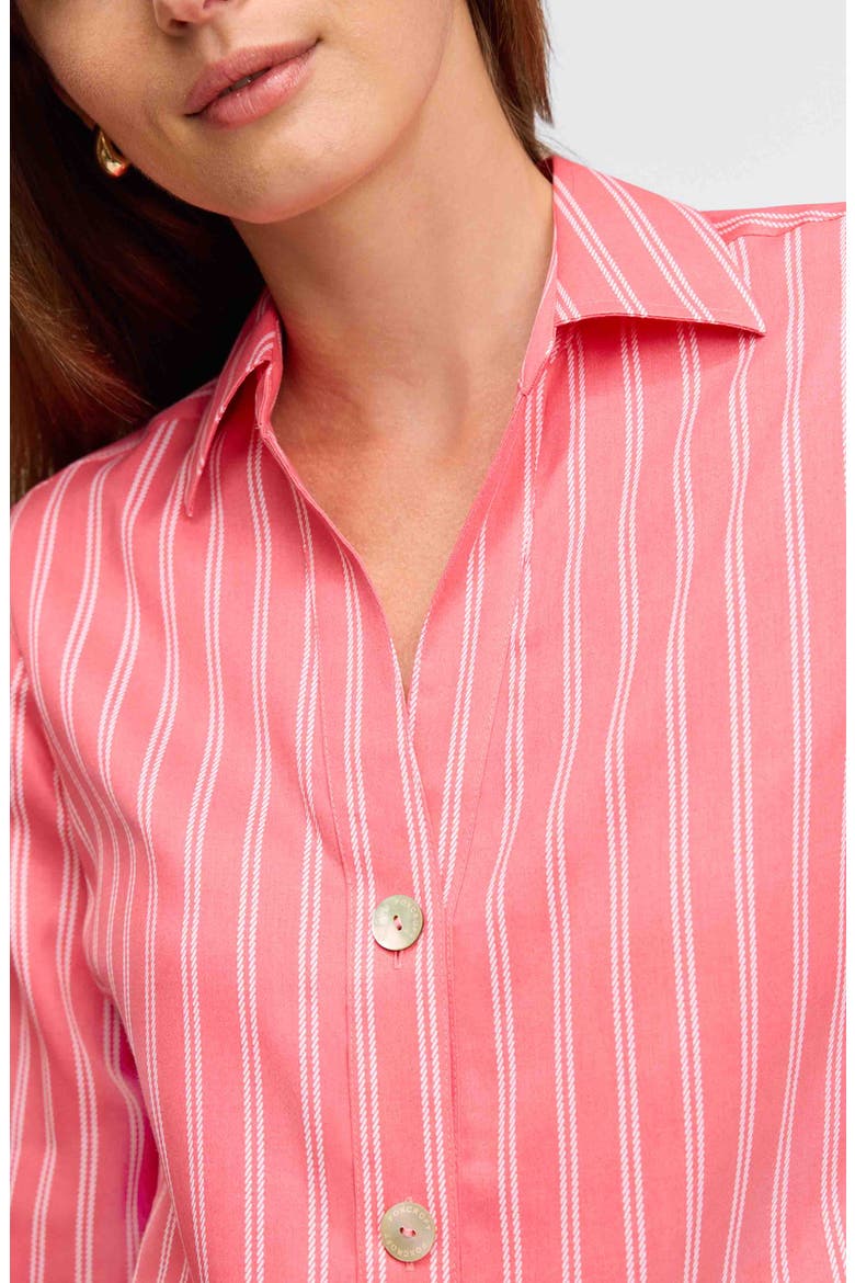 Paityn Stripe Cotton Button-Up Shirt, Alternate, color, SUNKISSED CORAL/ WHITE