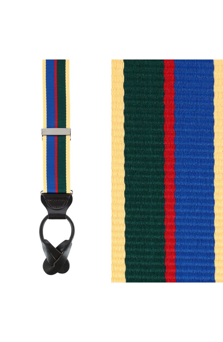 Trafalgar Sumner 35mm Grosgrain Weave Striped Button End Suspenders, Main, color, Yellow Stripe