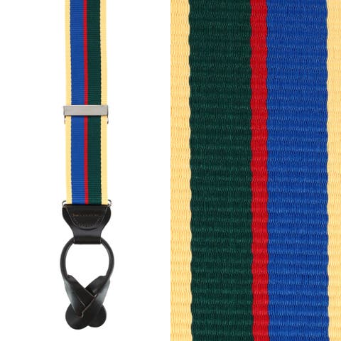 Sumner 35mm Grosgrain Weave Striped Button End Suspenders (Braces)