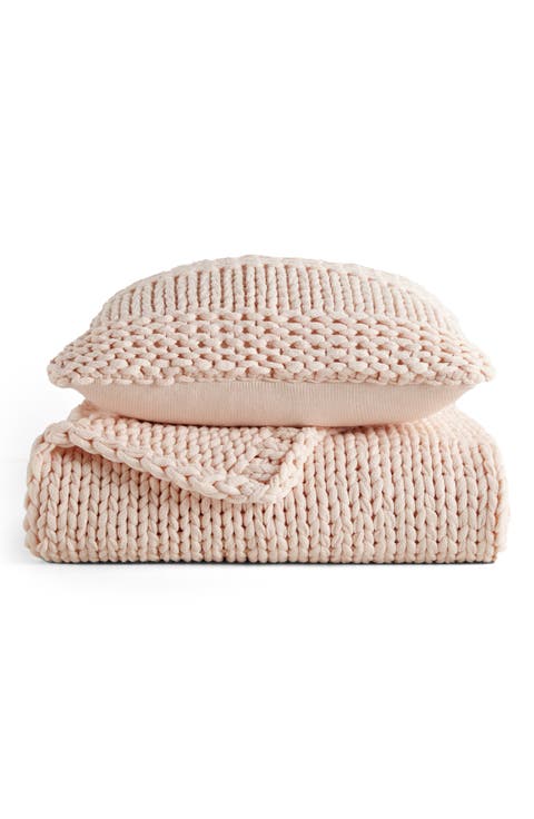 Chunky Knit Accent Pillow & Oversize Throw Blanket Set