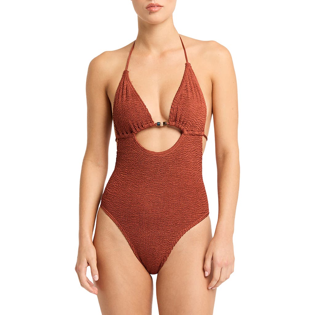 Bondeye Bond-eye Fowler Beaded One-piece Swimsuit In Bronze Shimmer