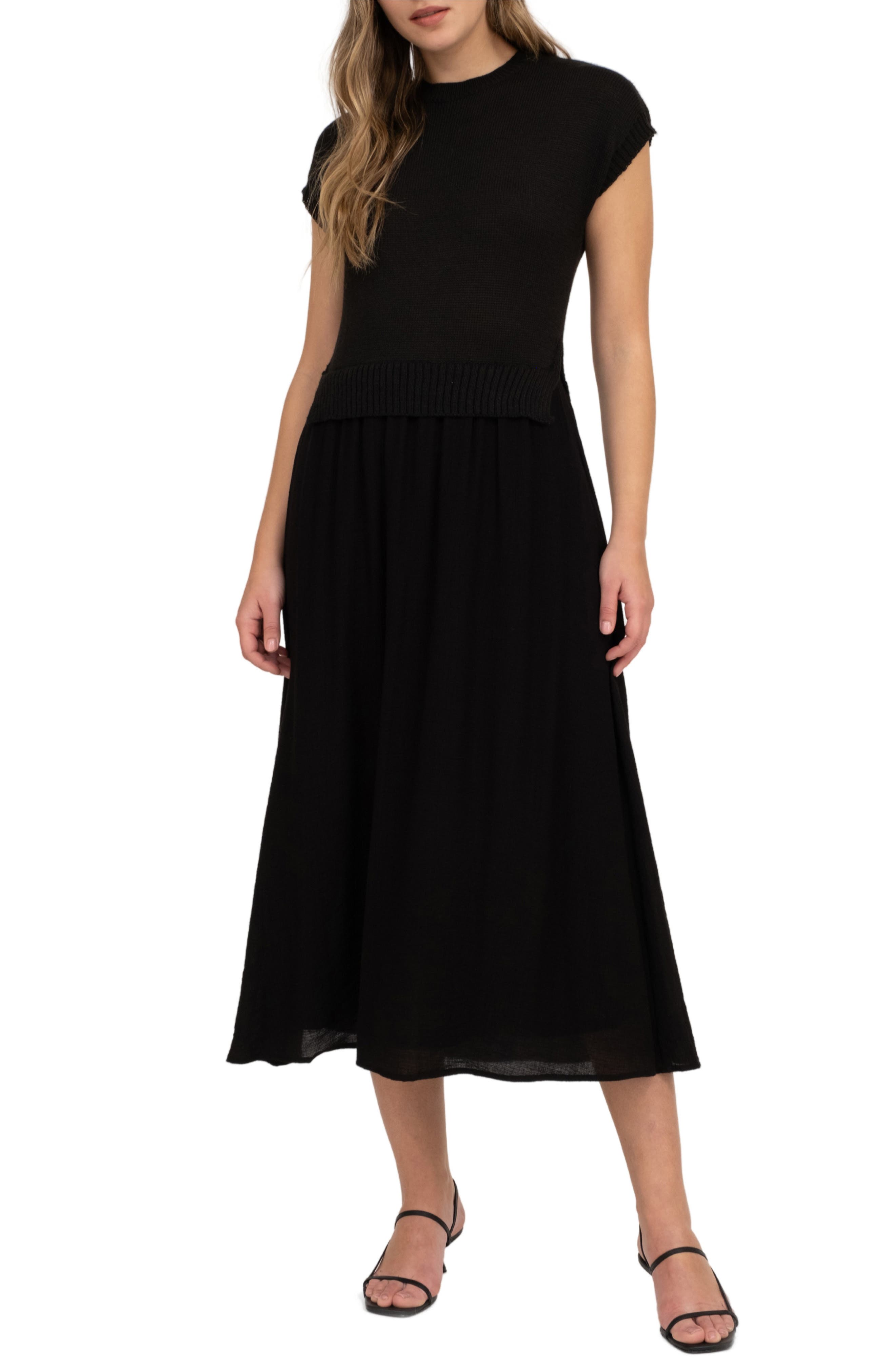 AUGUST SKY Mixed Media Maxi Dress