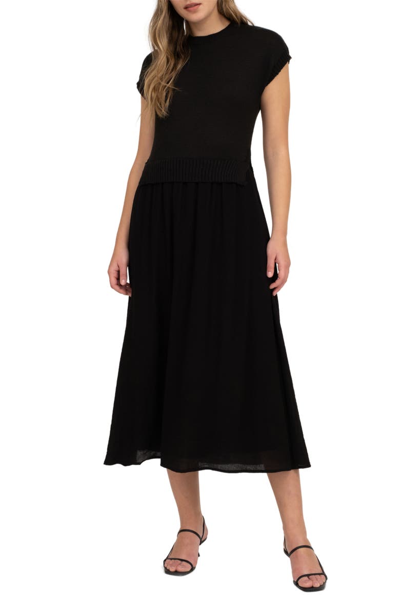 Mixed Media Maxi Dress, Main, color, BLACK