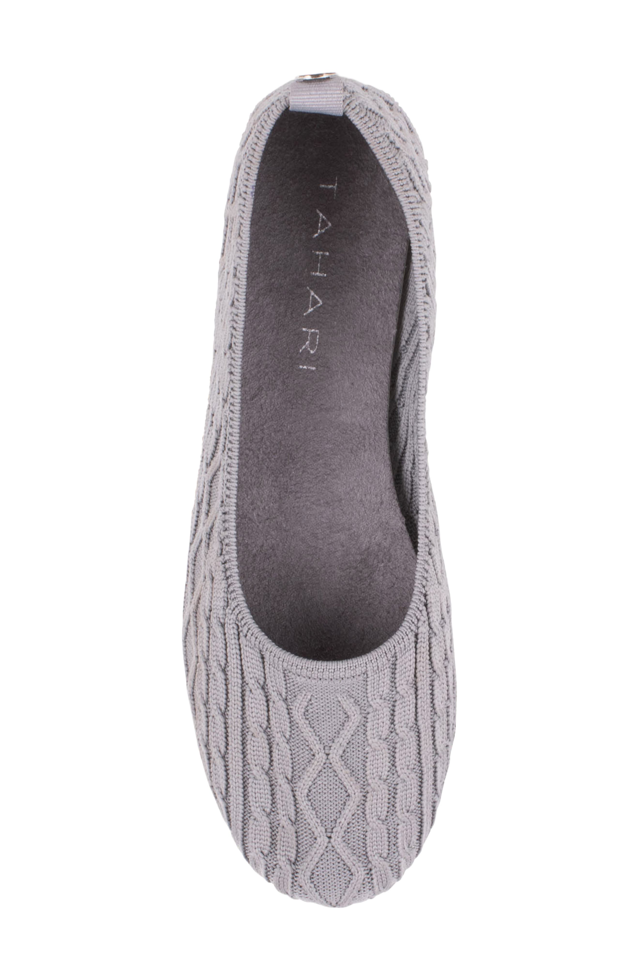 Cannes Cable Knit Ballet Flat, Alternate, color, GREY