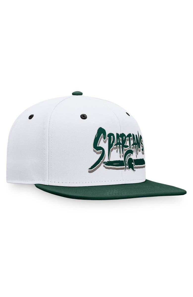 TOP OF THE WORLD Men's Top of the World White/Green Michigan State Spartans Sea Snapback Hat, Alternate, color, White