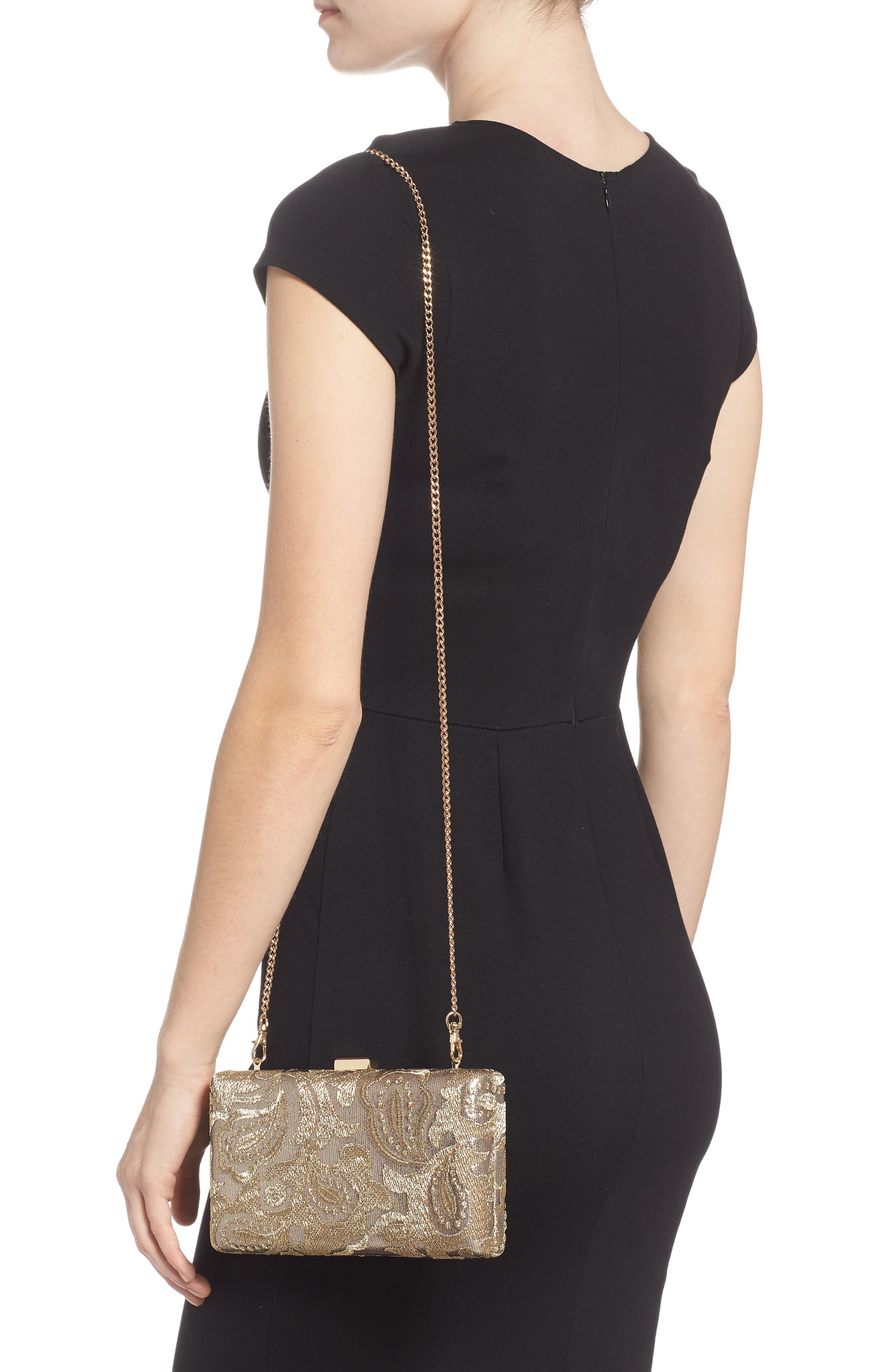 Nordstrom Metallic Lace Pattern Box Minaudière (Women) | Nordstrom