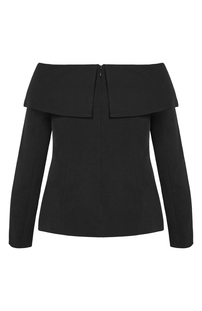 City Chic Phoenix Off the Shoulder Blazer, Alternate, color, Black