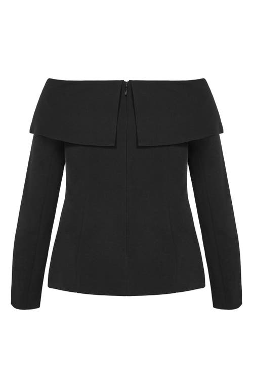 City Chic Phoenix Off The Shoulder Blazer In Black