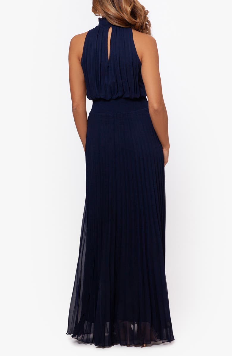 Xscape Evenings Xscape Pleated Mock Neck Chiffon Gown, Alternate, color, 