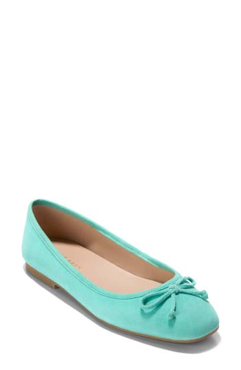 Cole Haan Yara Ballet Flat In Pool Blue Suede
