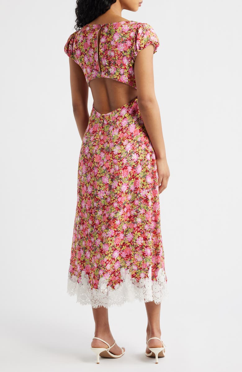 KITTENISH Eyelash Lace Trim Puff Sleeve Maxi Dress, Alternate, color, Spring Floral