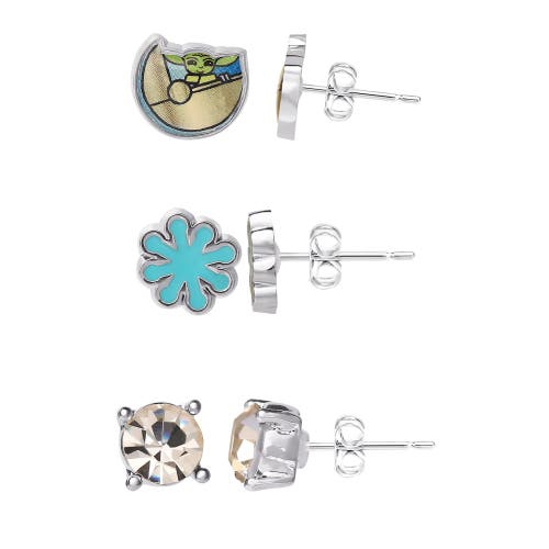 Star Wars The Mandalorian Stud Earrings, 3 Pairs In Metallic