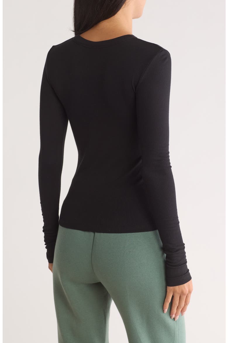 Long Sleeve Rib Knit T-Shirt, Alternate, color, BLACK