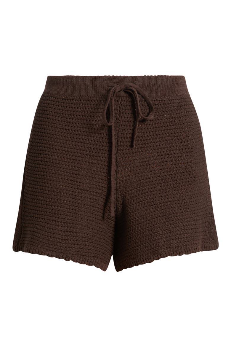 Celita Open Stitch Drawstring Shorts, Alternate, color, CHOCOLATE