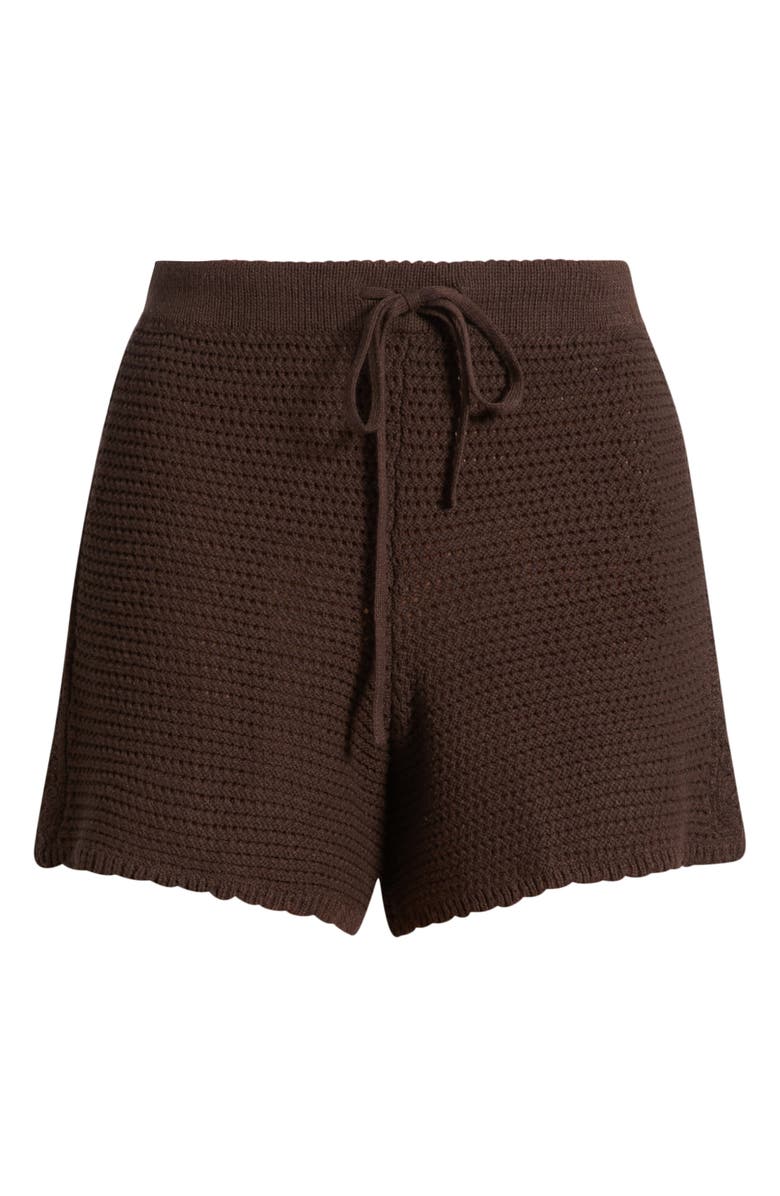 Marine Layer Celita Open Stitch Drawstring Shorts, Alternate, color, Chocolate