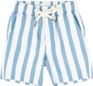 Miki Miette Kids' Logan Stripe Chambray Pull-On Shorts