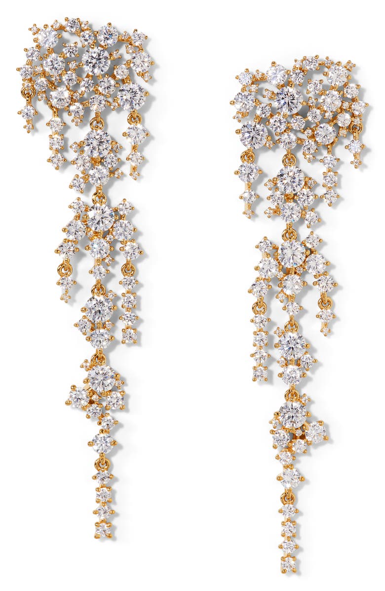 Nadri Starlight Cluster Cubic Zirconia Chandelier Earrings, Main, color, Gold