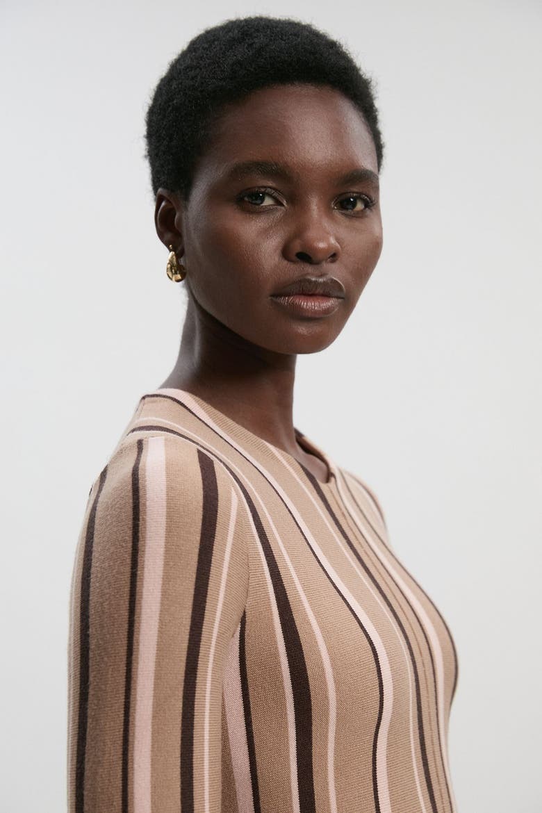 Asymmetric Hem Knit Midi Dress, Alternate, color, Camel