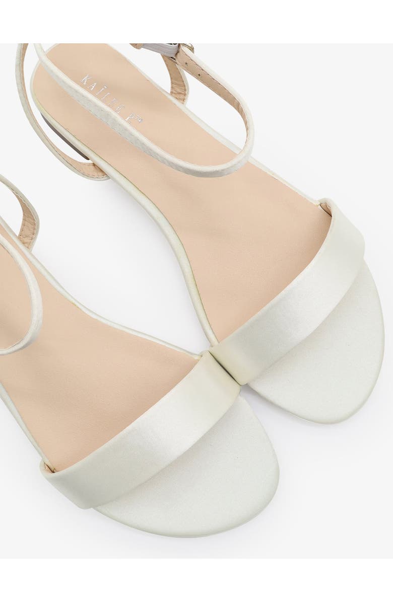 Kailee P Maddy Satin Flat Sandal with Ankle Strap, Alternate, color, Ivory