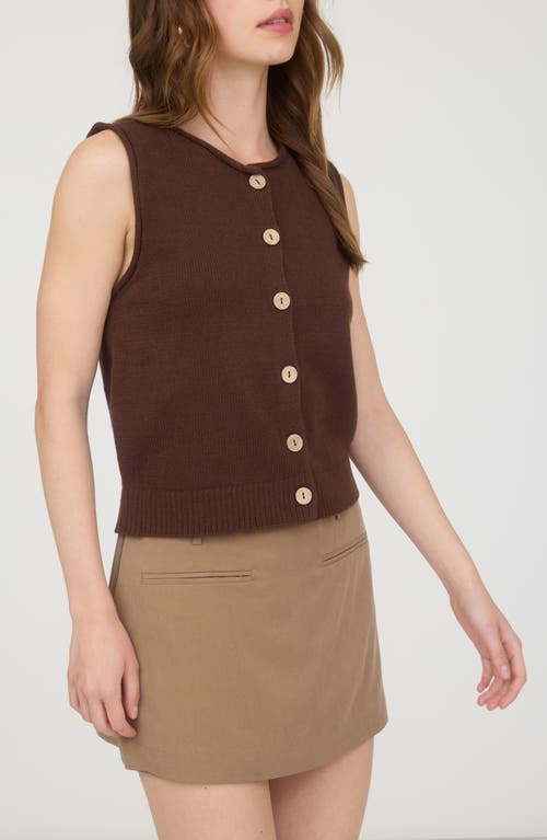 Blu Pepper Solid Button Front Sweater Vest In Brown