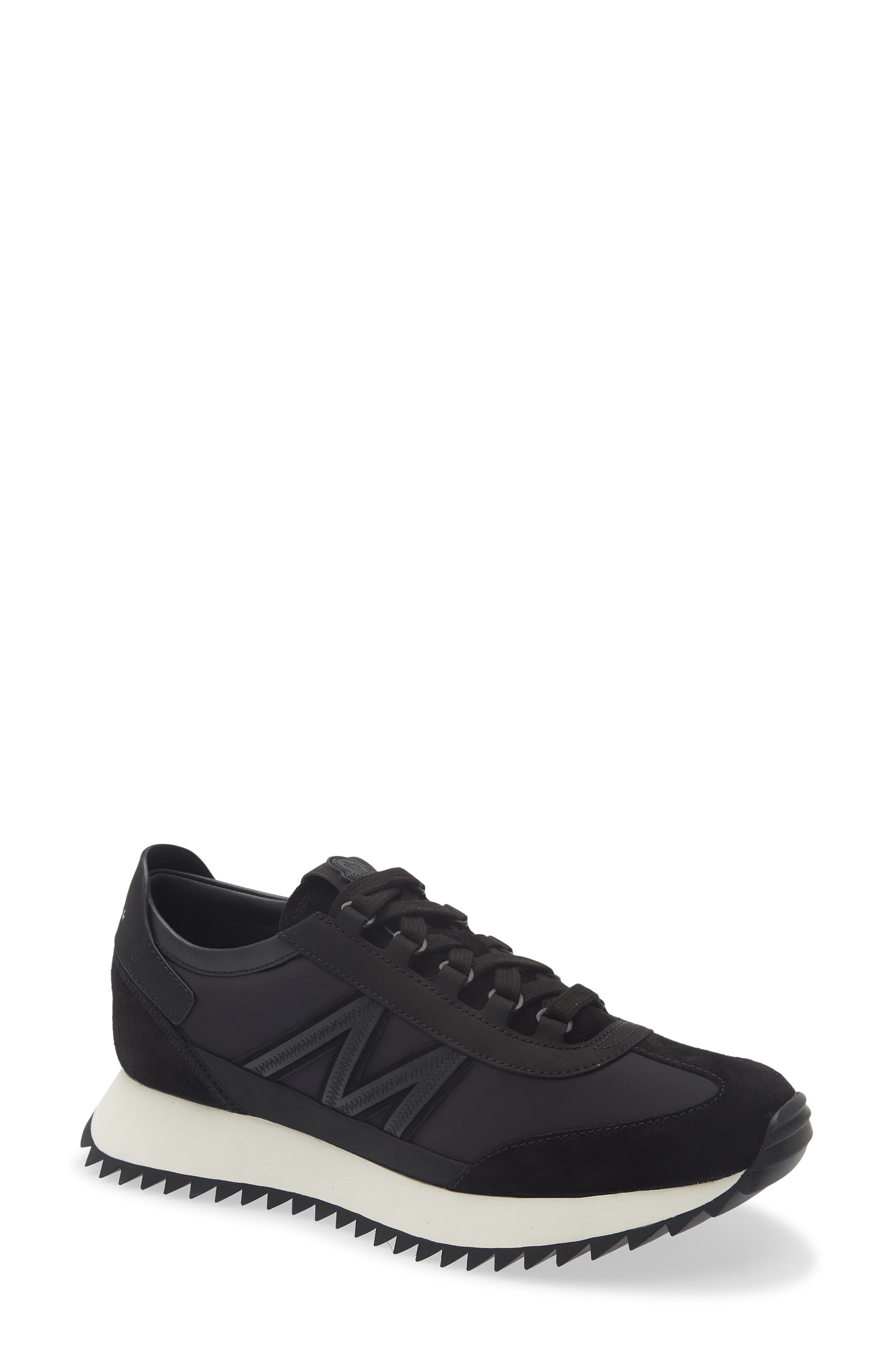 Moncler Pacey2 Suede & Nubuck Sneaker, Main, color, Black