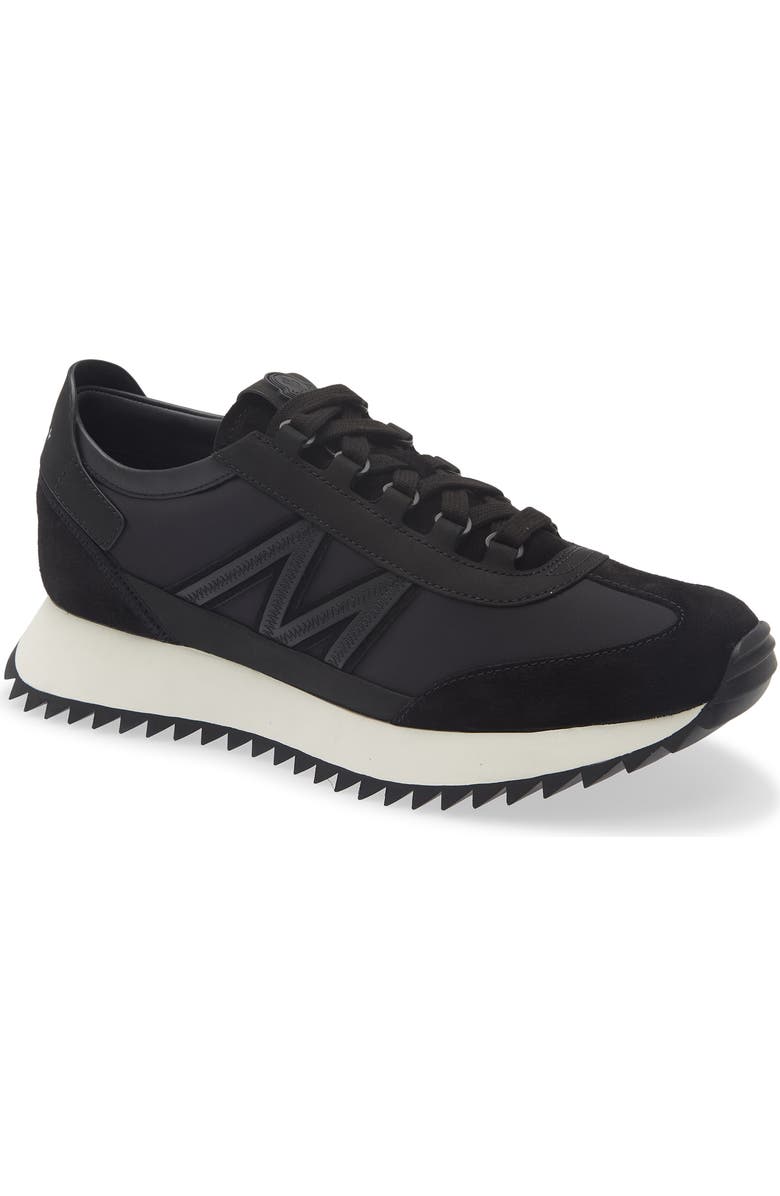 Moncler Pacey2 Suede & Nubuck Sneaker, Main, color, Black