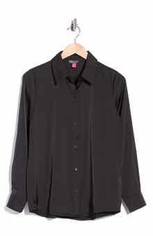 Satin Long Sleeve Button-Up Shirt