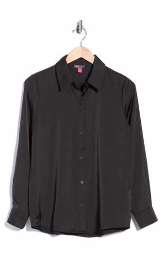 Satin Long Sleeve Button-Up Shirt