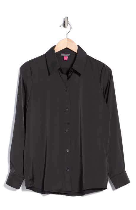 Satin Long Sleeve Button-Up Shirt