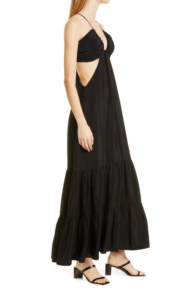 Nicole Miller Asymmetric Neck Silk Blend Slipdress, Alternate, color, 