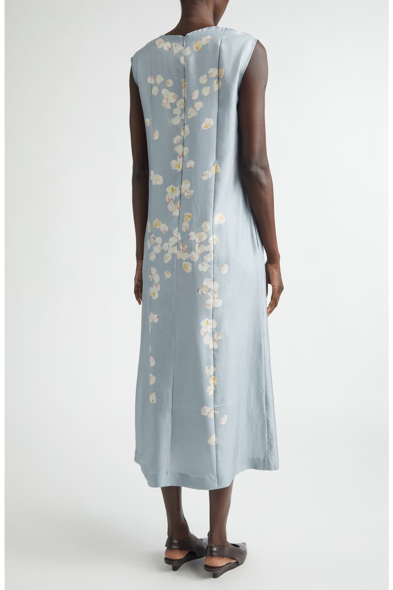 Cherie Petal Print Silk Midi Dress, Alternate, color, 415067 STORM PETALS