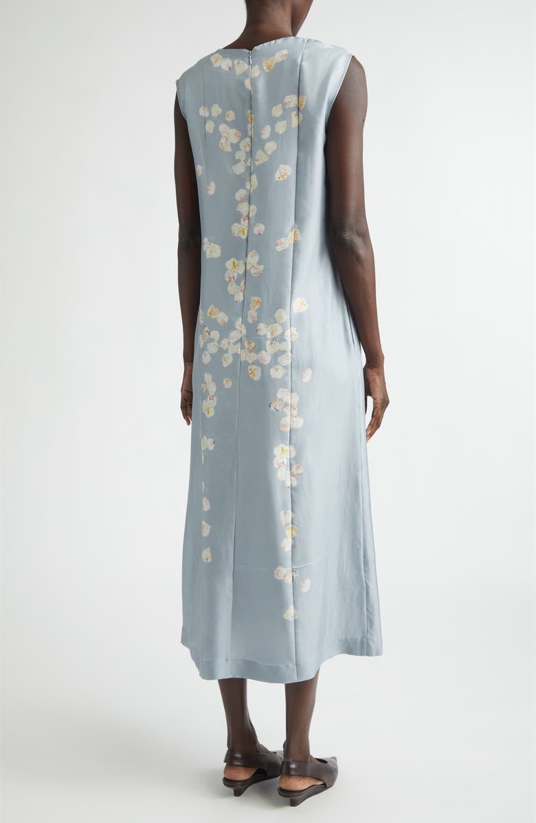 Altuzarra Cherie Petal Print Silk Midi Dress, Alternate, color, 415067 Storm Petals