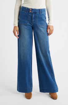 Wit & Wisdom Patch Pocket High Waist Wide Leg Jeans