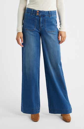 Wit & Wisdom Patch Pocket High Waist Wide Leg Jeans