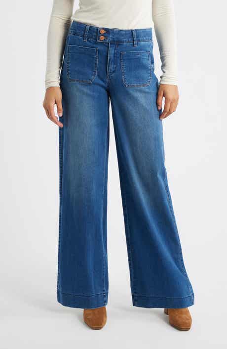 Wit & Wisdom Patch Pocket High Waist Wide Leg Jeans