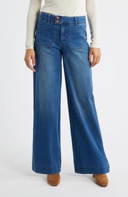Wit & Wisdom Patch Pocket High Waist Wide Leg Jeans