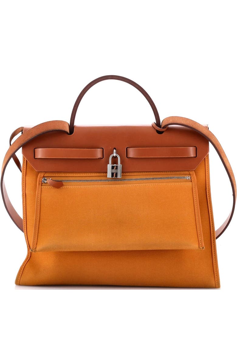 Pre-Owned Hermes Herbag Zip Leather and Toile 31, Alternate, color, Caramel