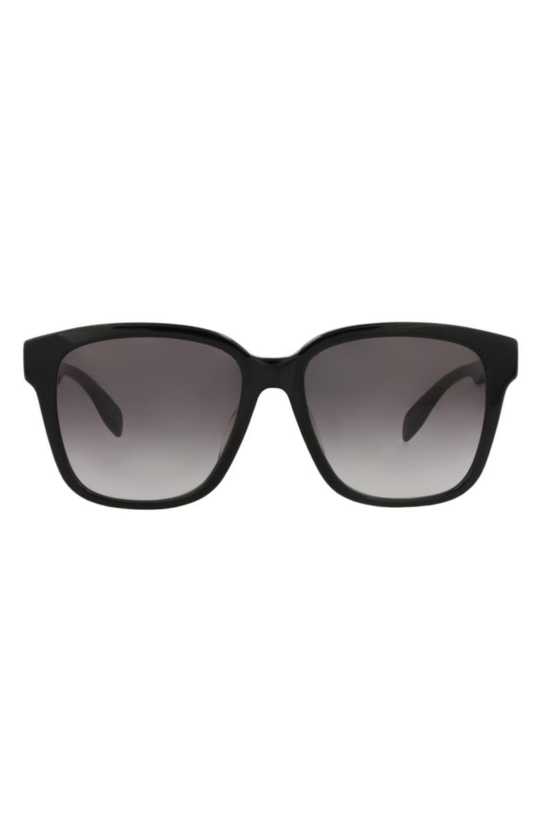McQueen 56mm Square Sunglasses, Main, color, Black Black Grey
