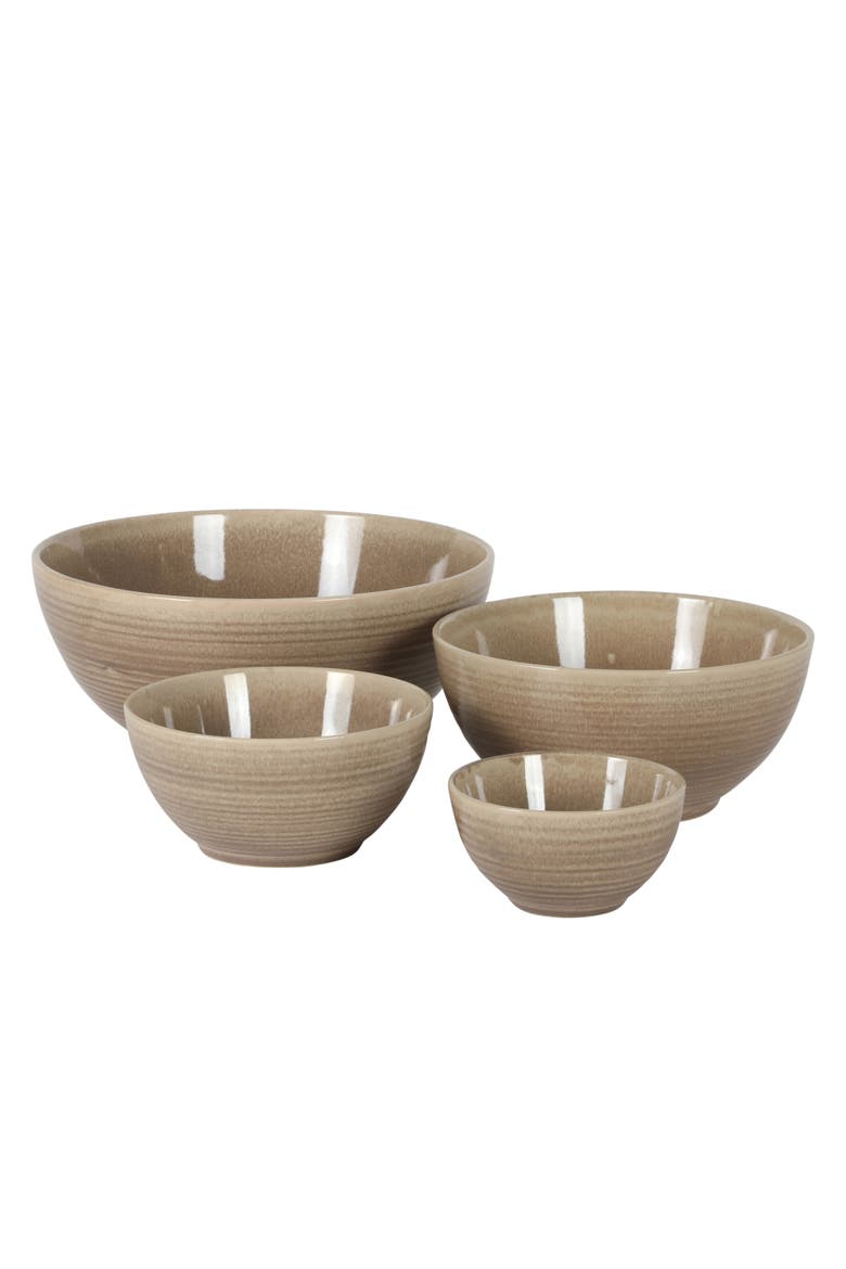 Maple Grove 4 Piece Stoneware Nesting Bowl Set, Main, color, Taupe