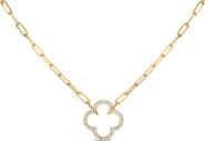 Haus of Brilliance Gold Vermeil 1/10 Cttw Diamond Paperclip Chain Clover Pendant Necklace