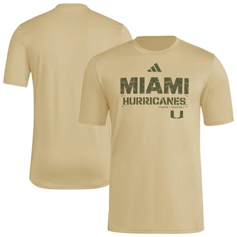 Men's adidas  Natural Miami Hurricanes 2025 Military Appreciation Pre-Game AEROREADY T-Shirt