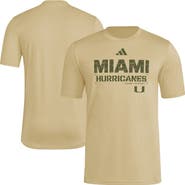 adidas Men's adidas  Natural Miami Hurricanes 2025 Military Appreciation Pre-Game AEROREADY T-Shirt