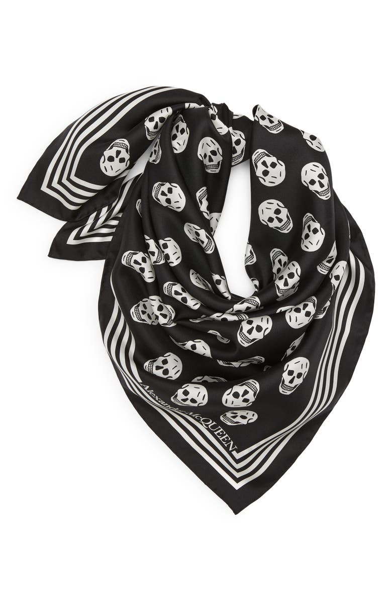 McQueen Alexander McQueen Biker Skull Silk Scarf, Alternate, color,
