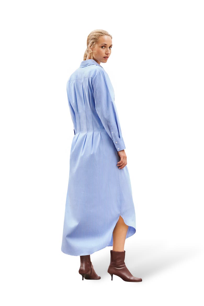 Long Sleeve Stripe Shirt Midi Dress, Alternate, color, Blue
