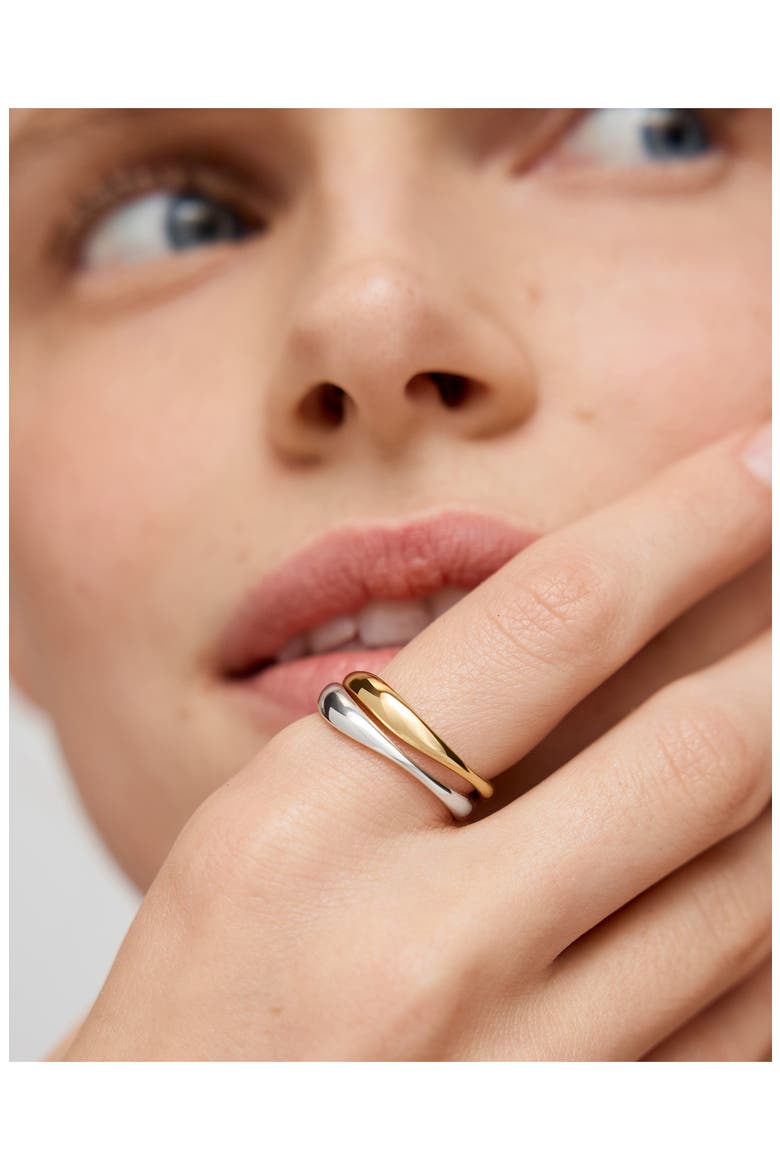 Set of 2 Nura Stacking Rings, Alternate, color, 18K GOLD VERMEIL/SS