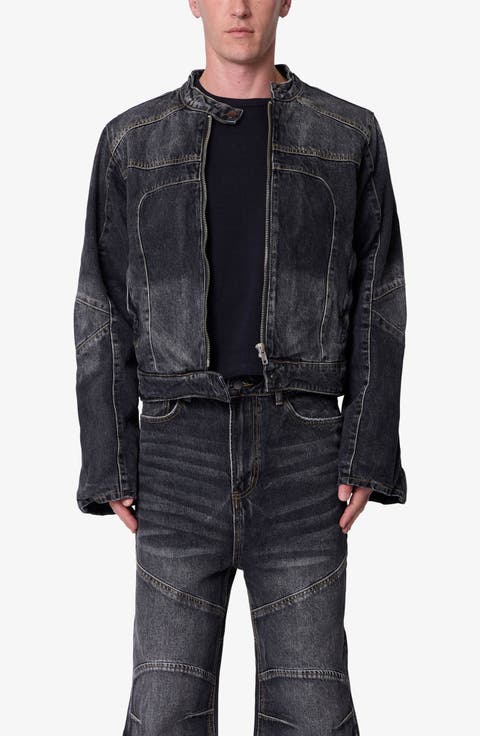 Paneled Moto Denim Jacket