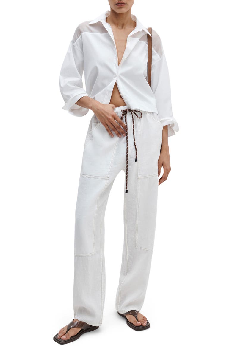 Atlas Linen Drawstring Carpenter Pants, Alternate, color, WHITE