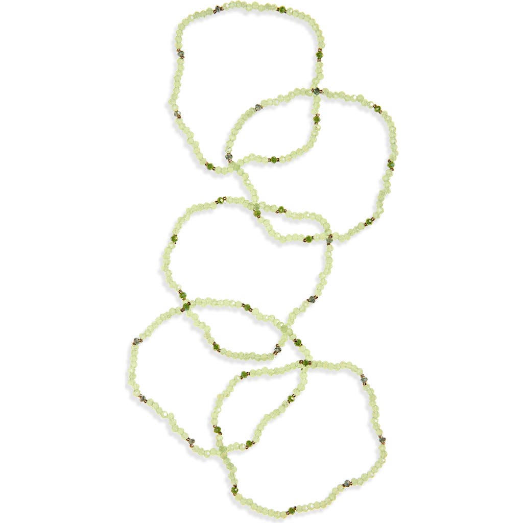 Tasha 5-pack Beaded Stretch Bracelets In Mint