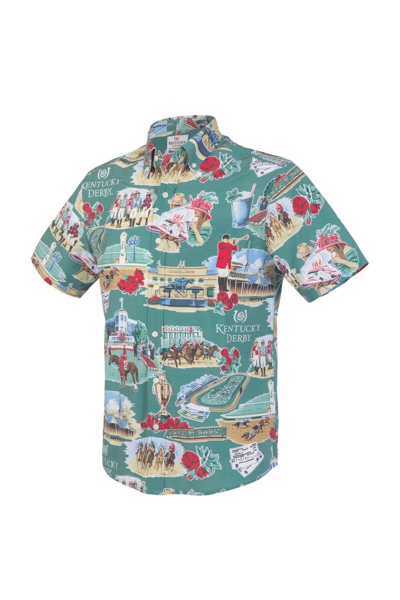 Men's Reyn Spooner Green Kentucky Derby Button-Up Shirt, Alternate, color, Green